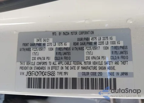 2021 Mazda Cx-5 Touring z USA, uszkodzony, nr VIN JM3KFACM7M0416488